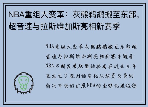 NBA重组大变革：灰熊鹈鹕搬至东部，超音速与拉斯维加斯亮相新赛季